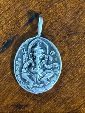 Sterling Silver Ganesha  Om Oval Pendant - in Sterling Silver